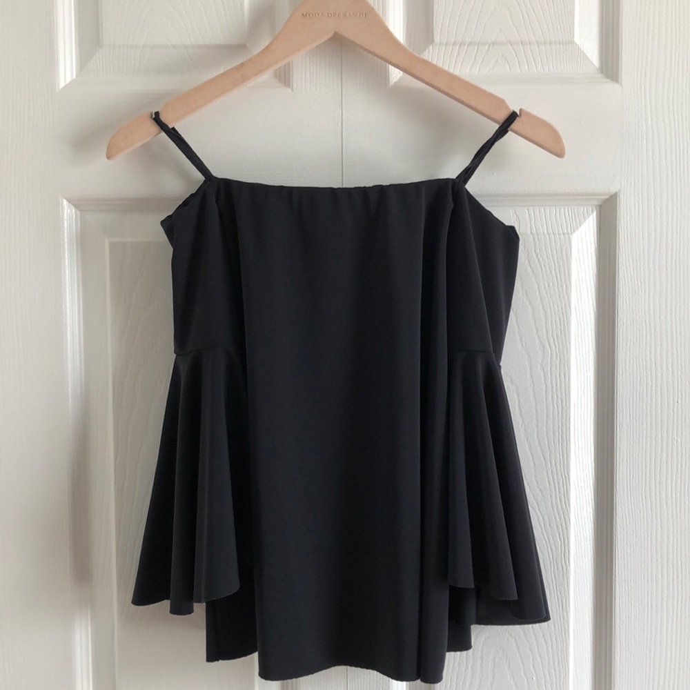 & other stories strapless flowy black top
